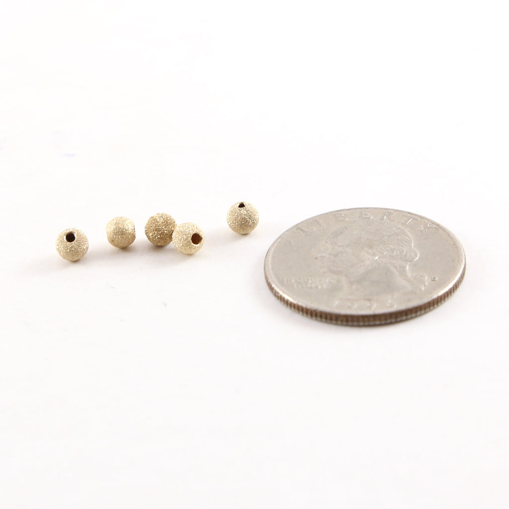 14K Gold Filled 4mm Stardust Bead Shiny Sparkle Seamless Round Spacer (5pc)