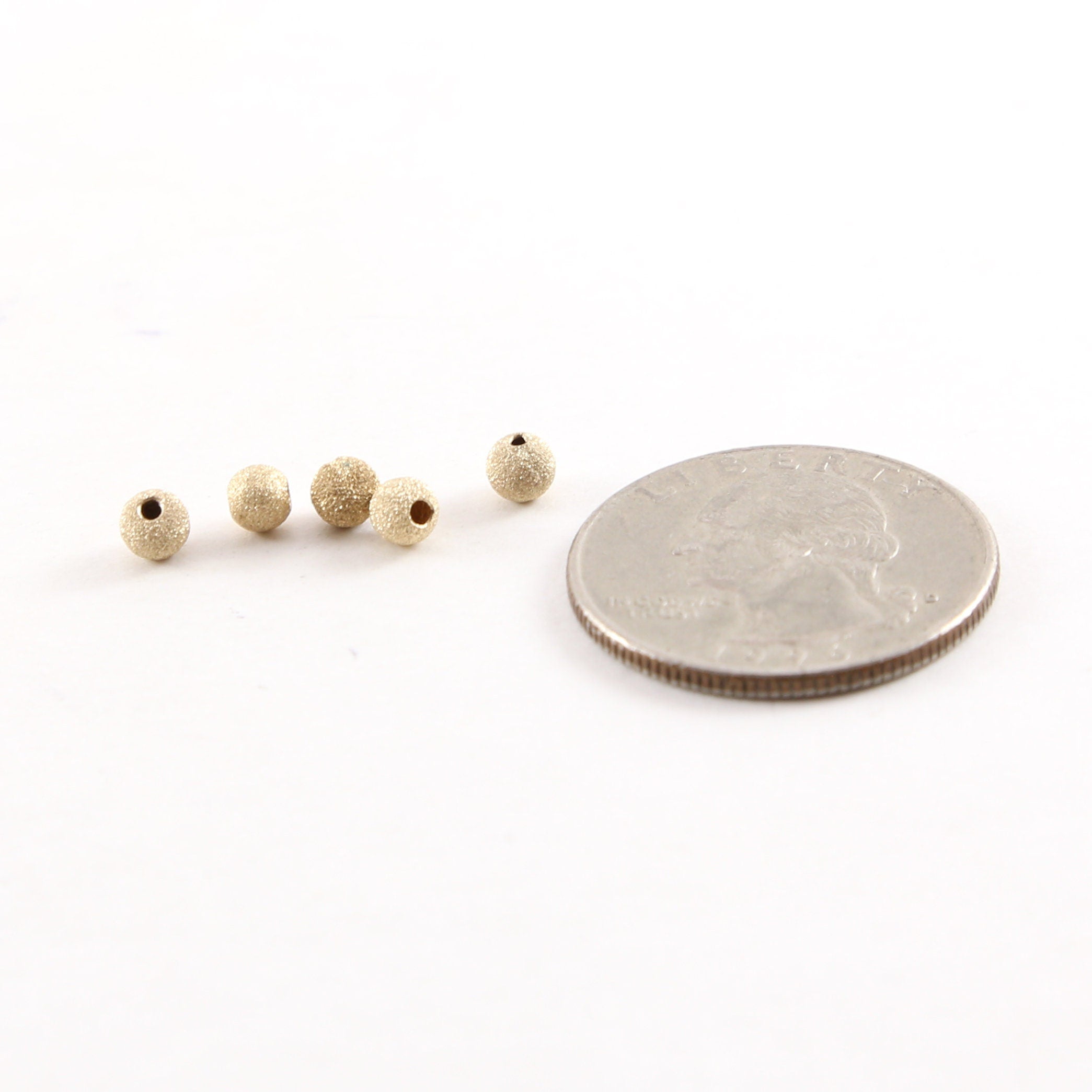 14K Gold Filled 4mm Stardust Bead Shiny Sparkle Seamless Round Spacer (5pc)