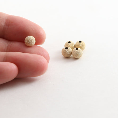 14K Gold Filled 6mm Stardust Bead Shiny Sparkle Seamless Round Spacer (5pc)
