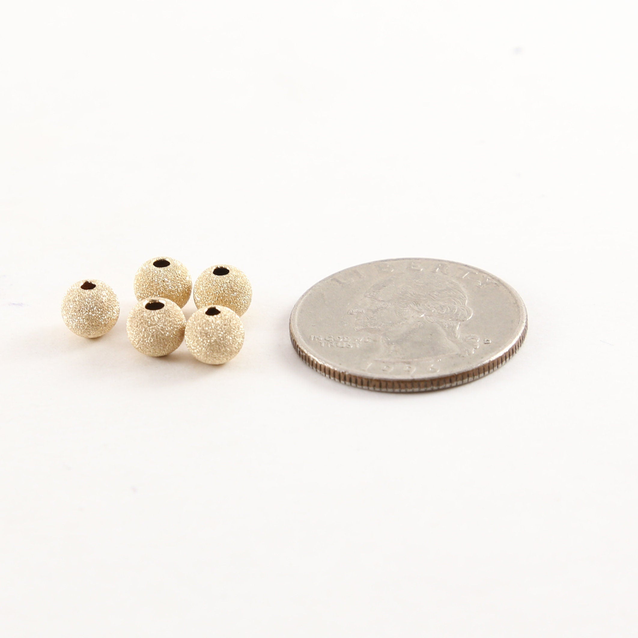 14K Gold Filled 6mm Stardust Bead Shiny Sparkle Seamless Round Spacer (5pc)