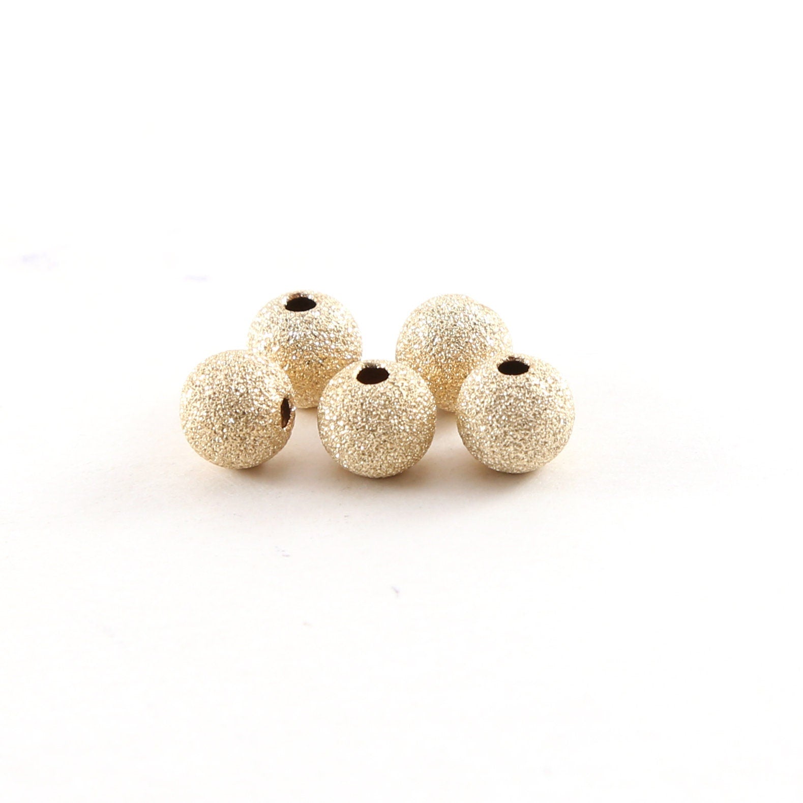 14K Gold Filled 7mm Stardust Bead Shiny Sparkle Seamless Round Spacer (5pc)