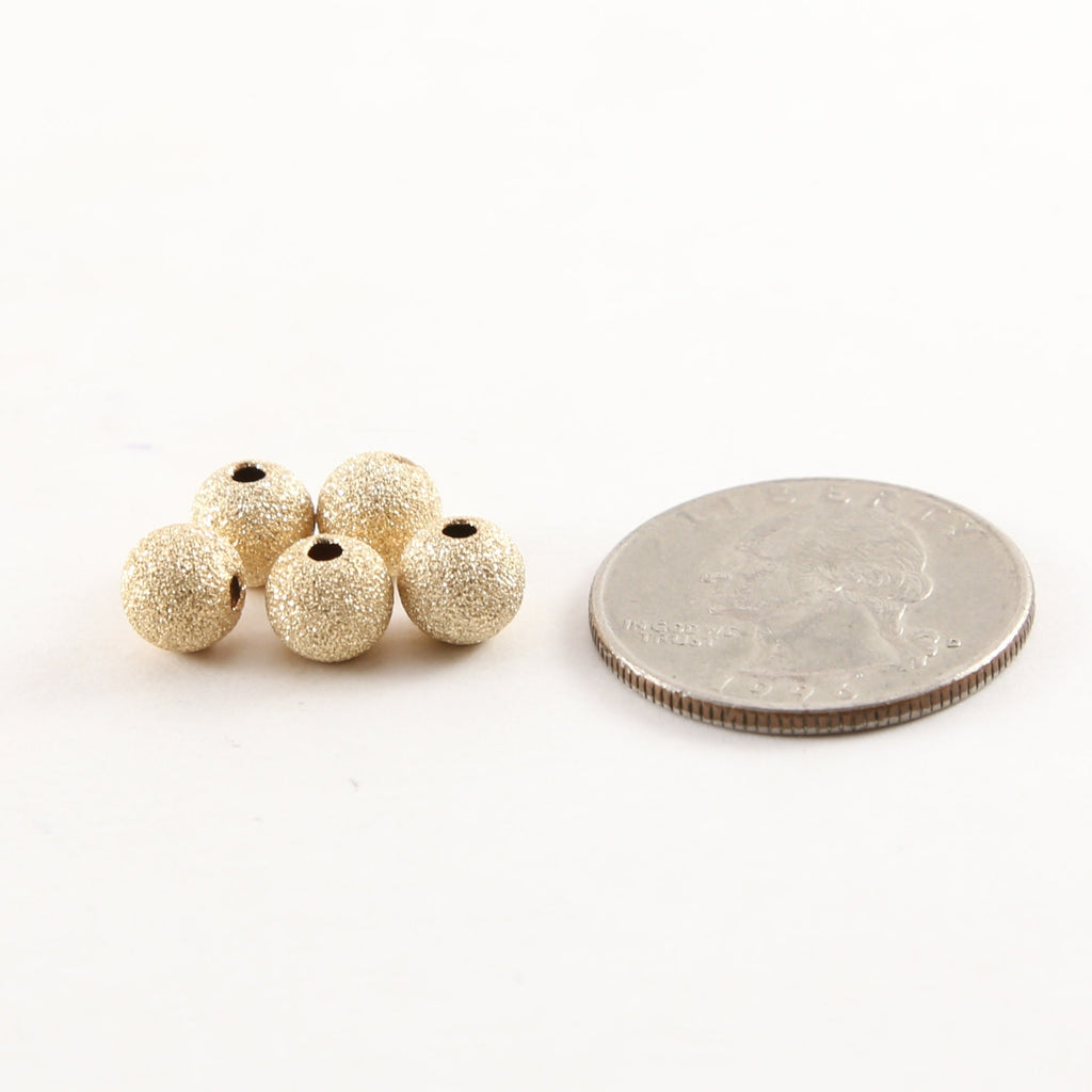 14K Gold Filled 7mm Stardust Bead Shiny Sparkle Seamless Round Spacer (5pc)