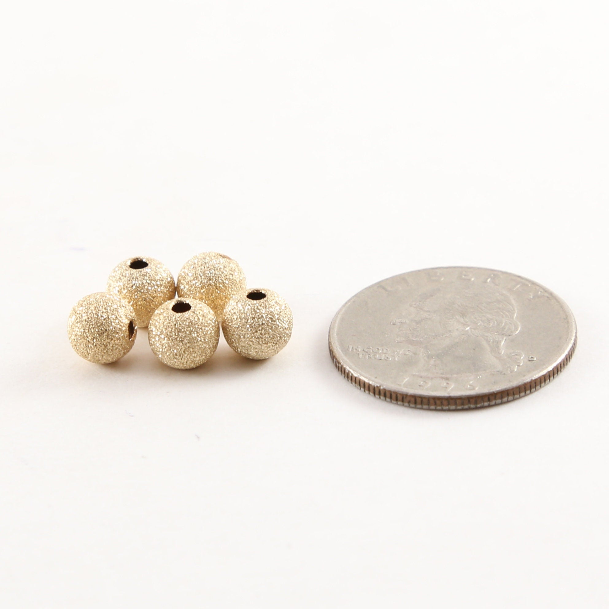14K Gold Filled 7mm Stardust Bead Shiny Sparkle Seamless Round Spacer (5pc)