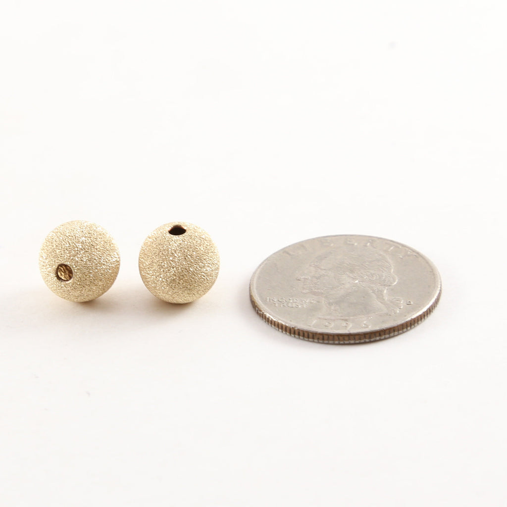 14K Gold Filled 10mm Stardust Bead Shiny Sparkle Seamless Round Spacer (2pc)