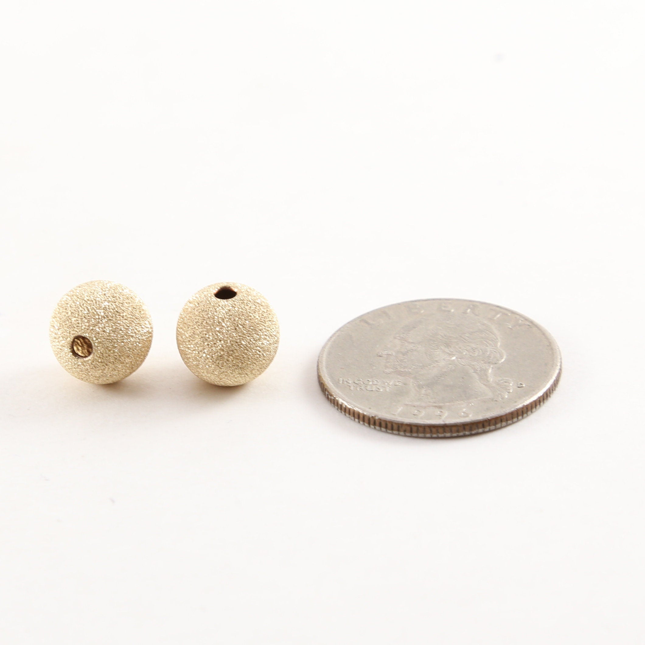14K Gold Filled 10mm Stardust Bead Shiny Sparkle Seamless Round Spacer (2pc)