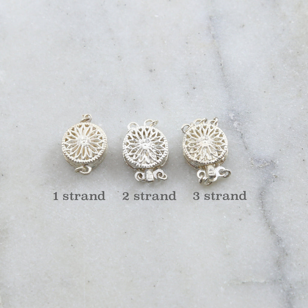Sterling Silver Single Double or Triple Strand Filigree Round Circle
