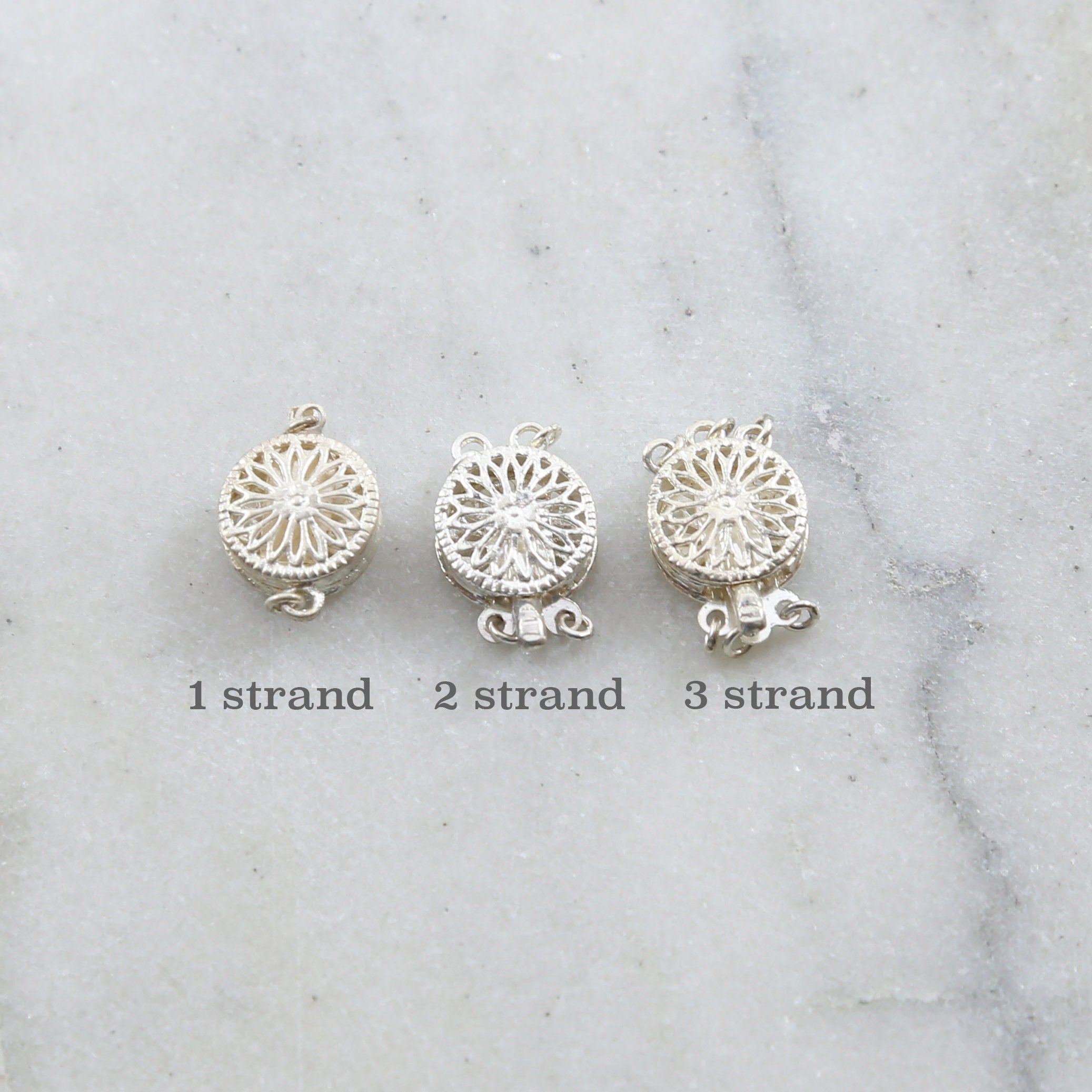 Sterling Silver Single Double or Triple Strand Filigree Round Circle