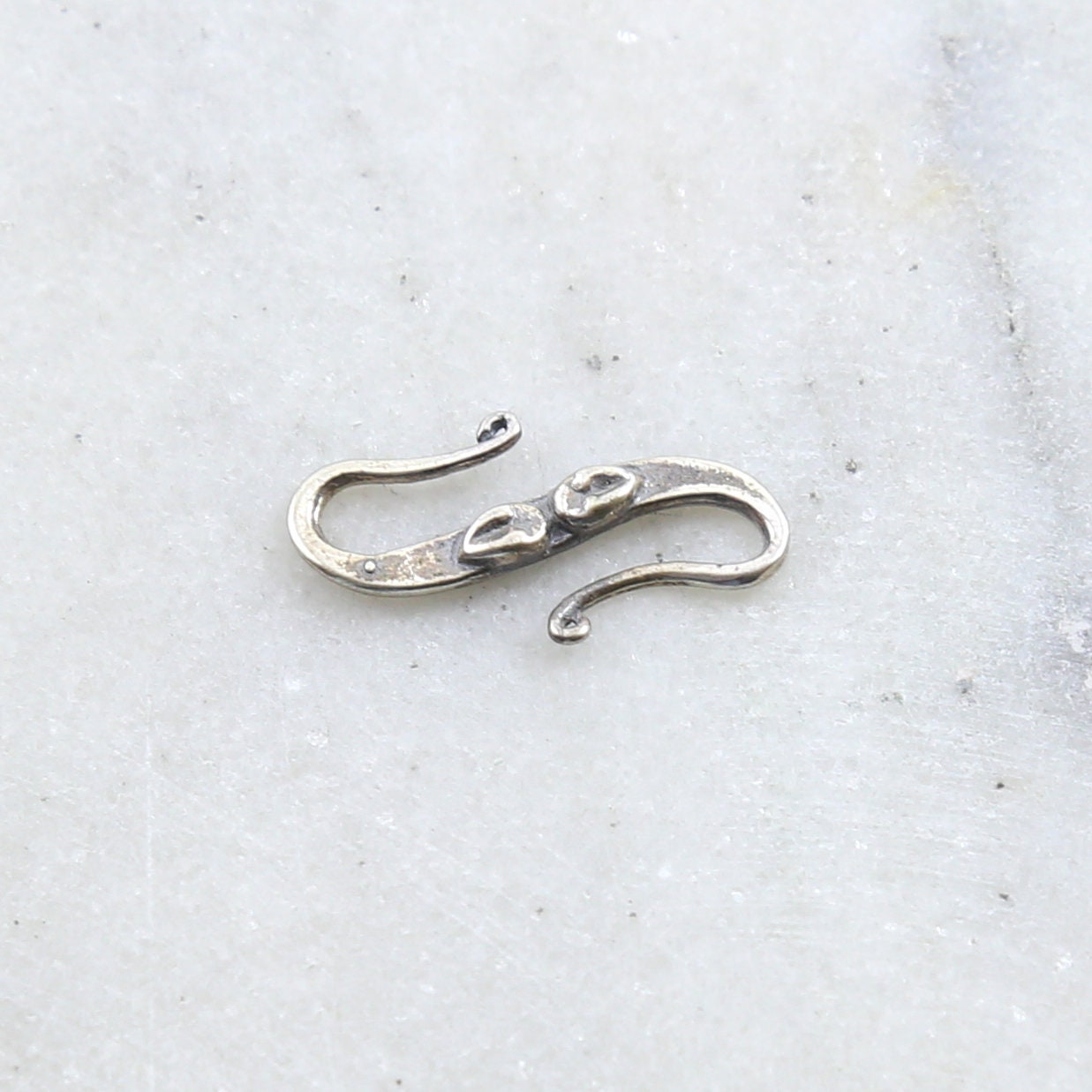 22mmx12mm Sterling Silver Large S Hook Clasp with Leaf Design Chain Findings