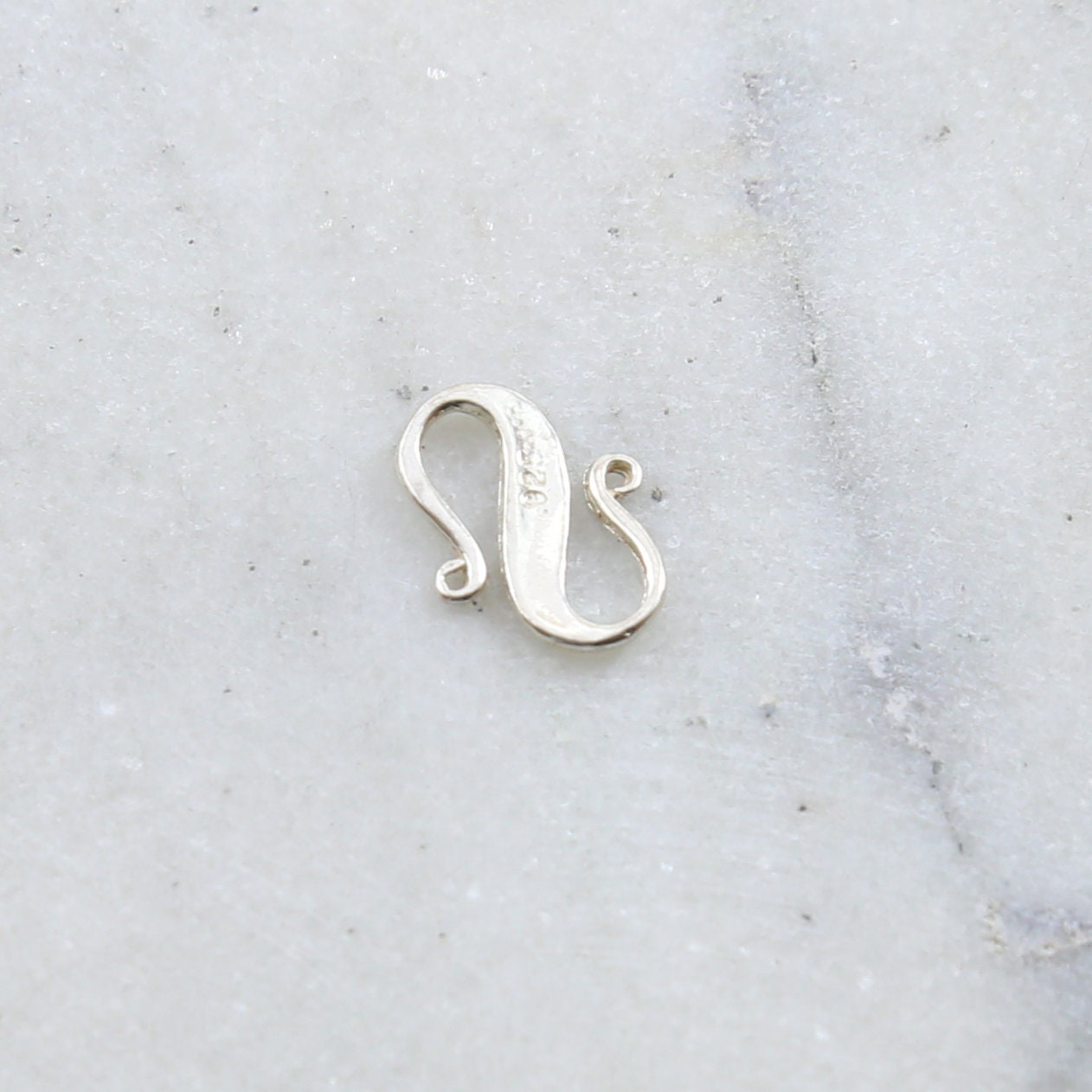 15mmx11mm Sterling Silver S Hook Clasp with Faceted Edge Design Chain Findings