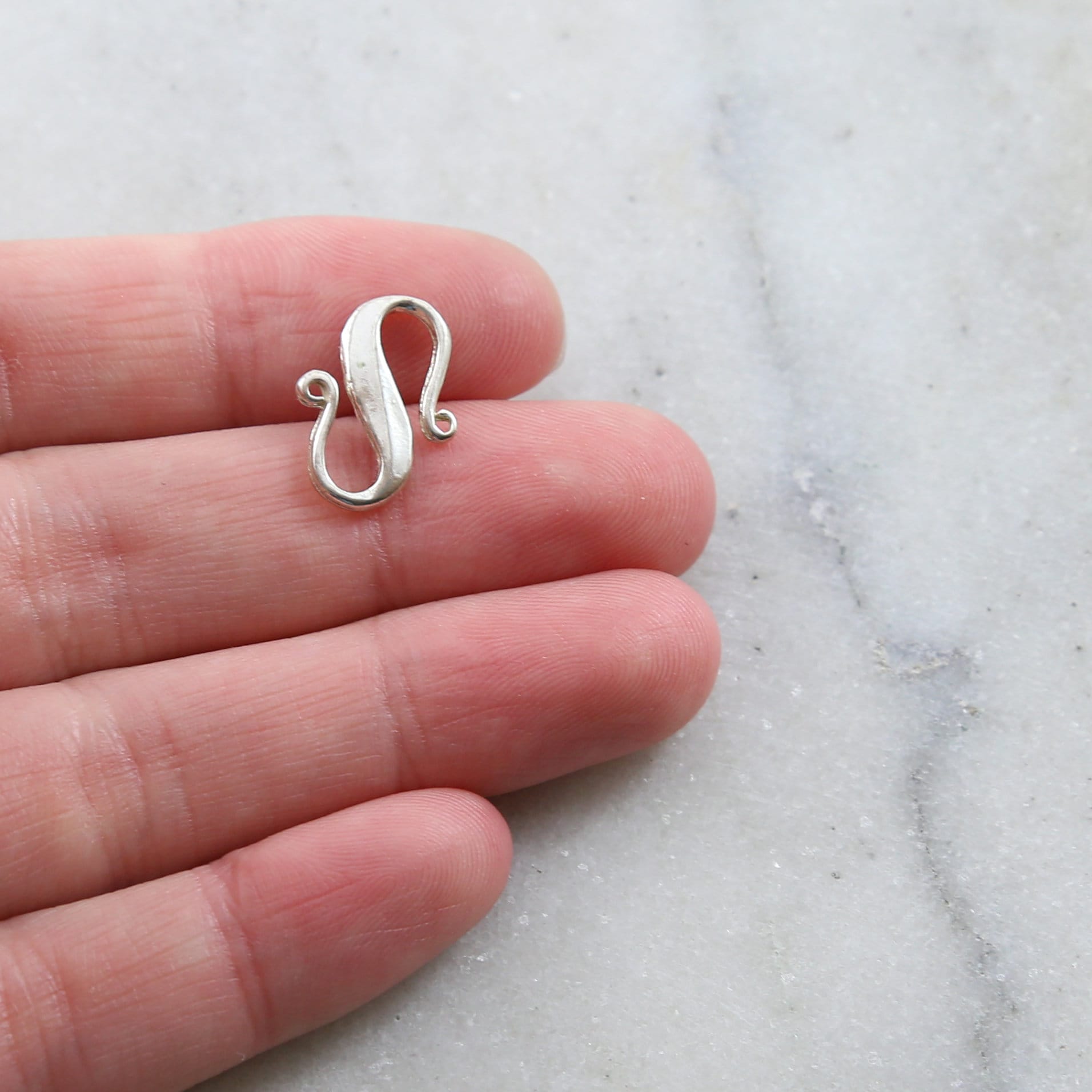 15mmx11mm Sterling Silver S Hook Clasp with Faceted Edge Design Chain Findings
