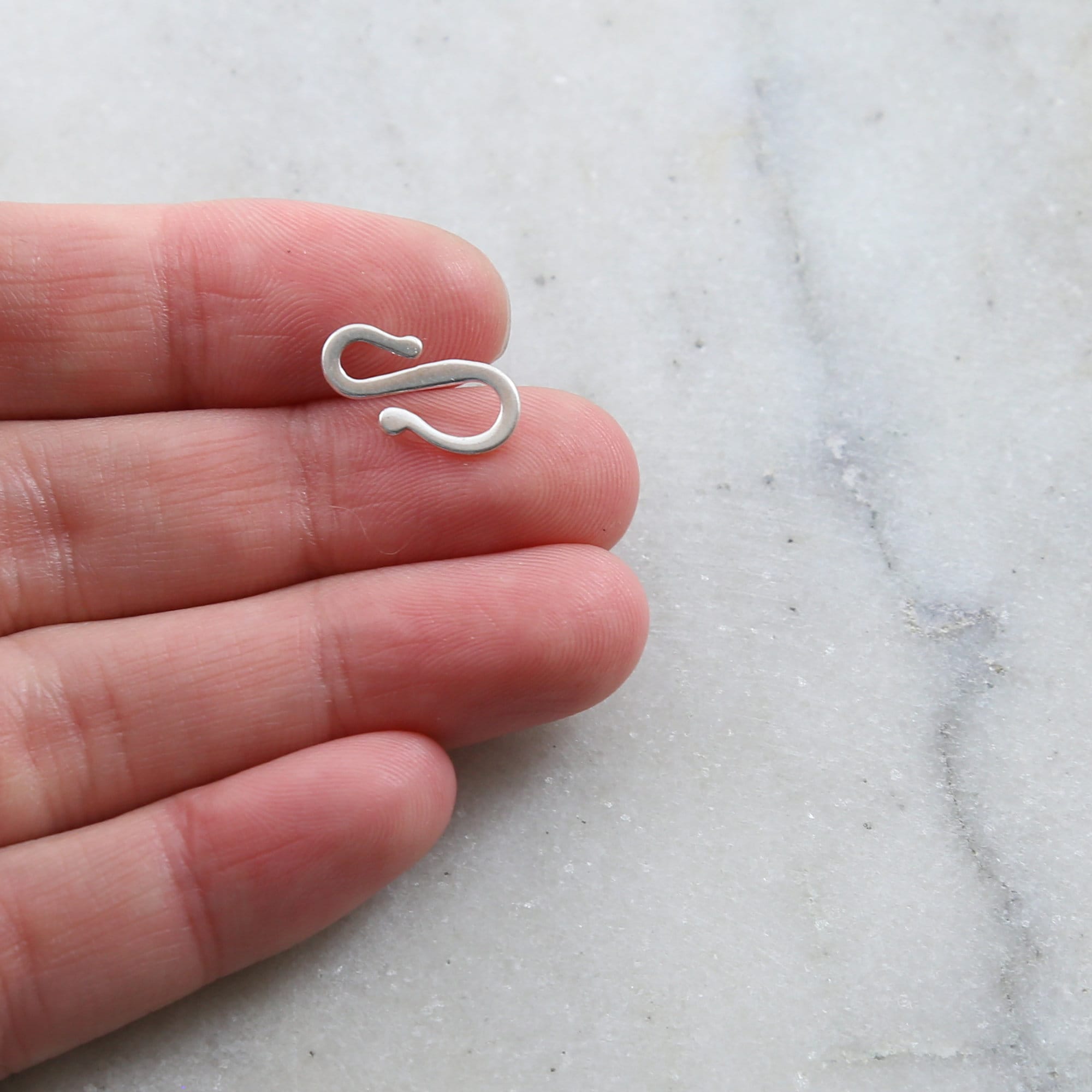 14mmx7mm Sterling Silver Small Smooth Flat Asymmetrical S Hook Clasp Chain