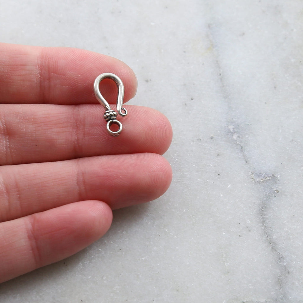 Sterling Silver or Vermeil Small Hook Clasp with Bali Bead Style Design
