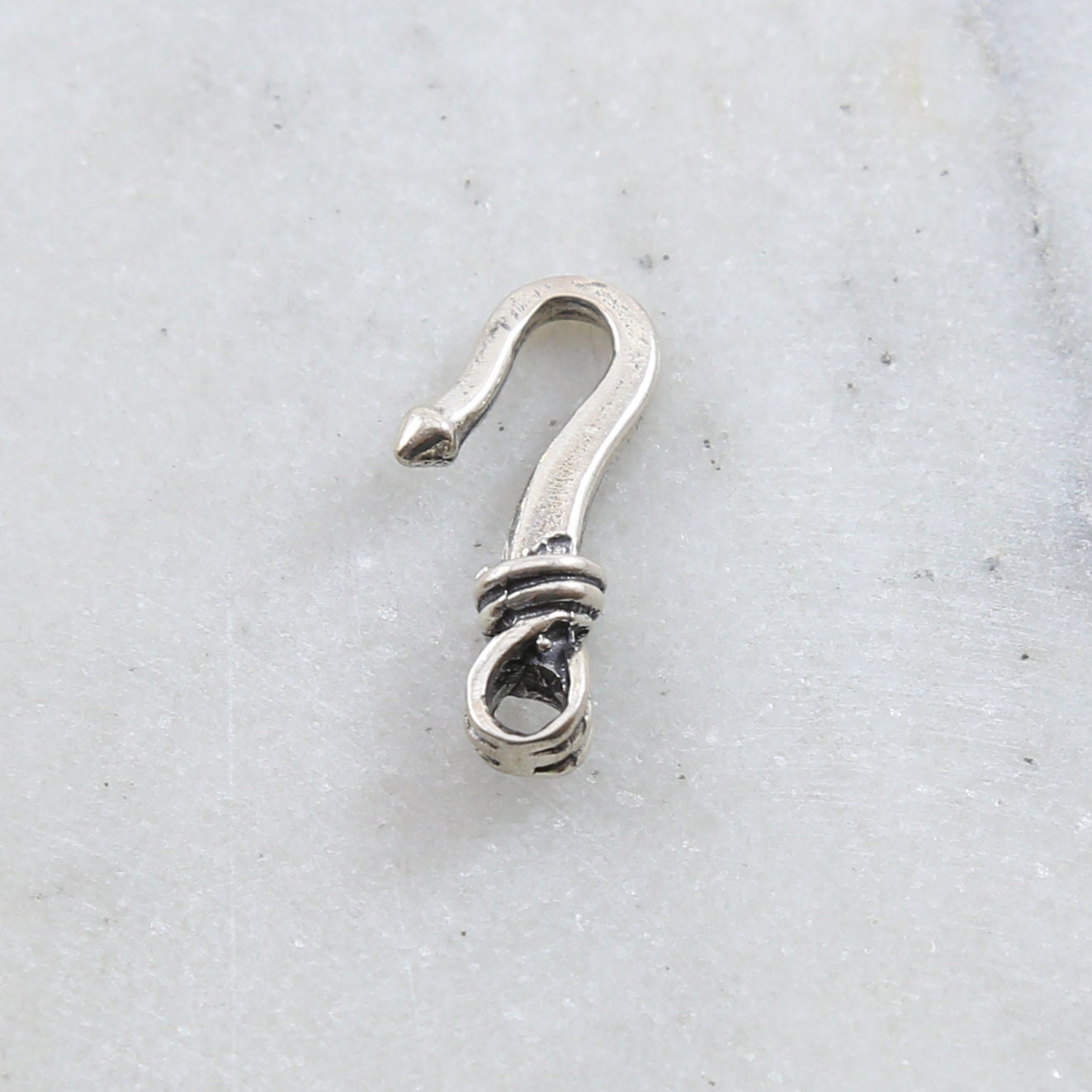 Sterling Silver Thick Sturdy Heavy Duty Hook Clasp with Coil Design
