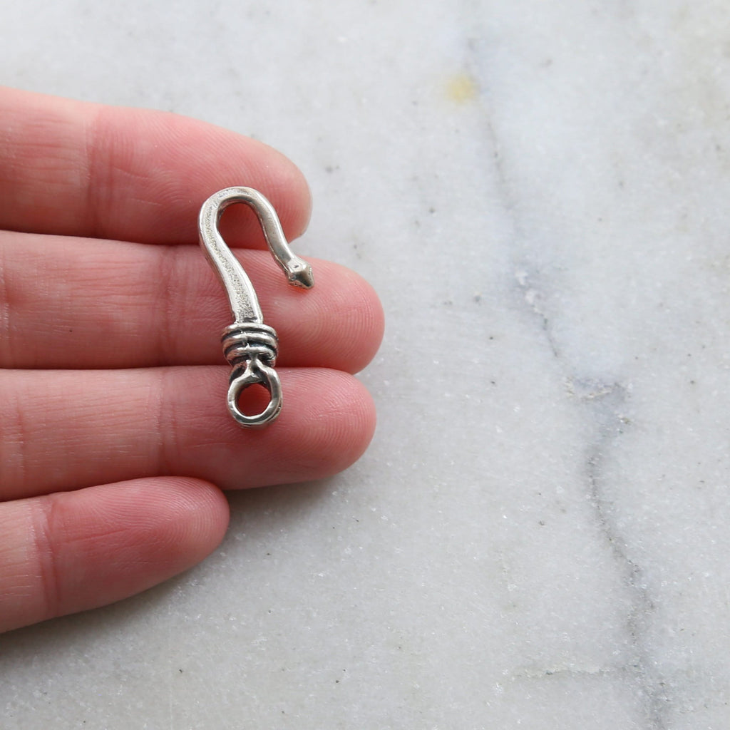 Sterling Silver Thick Sturdy Heavy Duty Hook Clasp with Coil Design