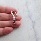 Sterling Silver Thick Sturdy Heavy Duty Hook Clasp with Coil Design