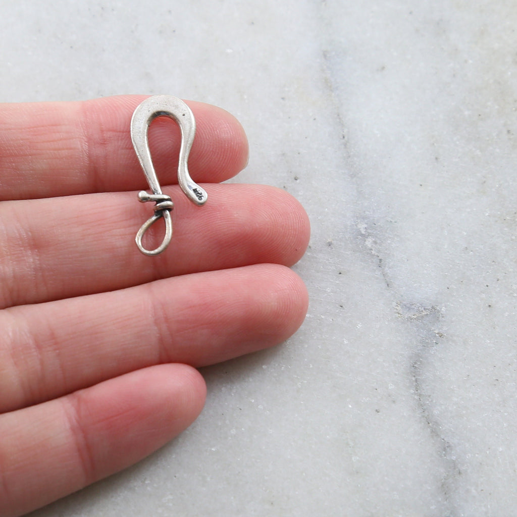 Sterling Silver or Vermeil Organic Shape Flat Twist Wrap Hook Clasp Small
