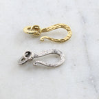Sterling Silver or Vermeil Hammered Textured Large Flat Hook Clasp in or Chain