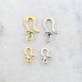 Sterling Silver or Vermeil Organic Shape Flat Twist Wrap Hook Clasp Small