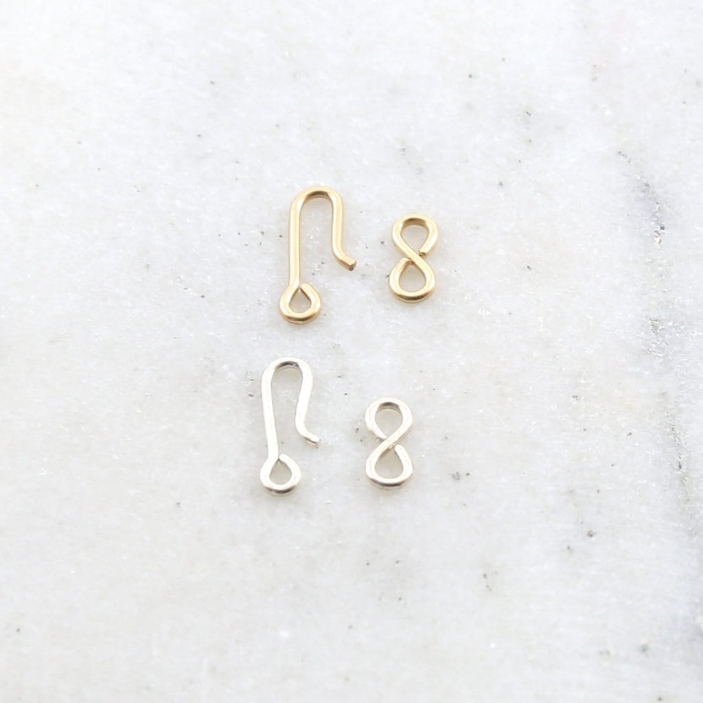 Sterling Silver or 14K Gold Filled Tiny Hook and Eye Infinity Clasp Set