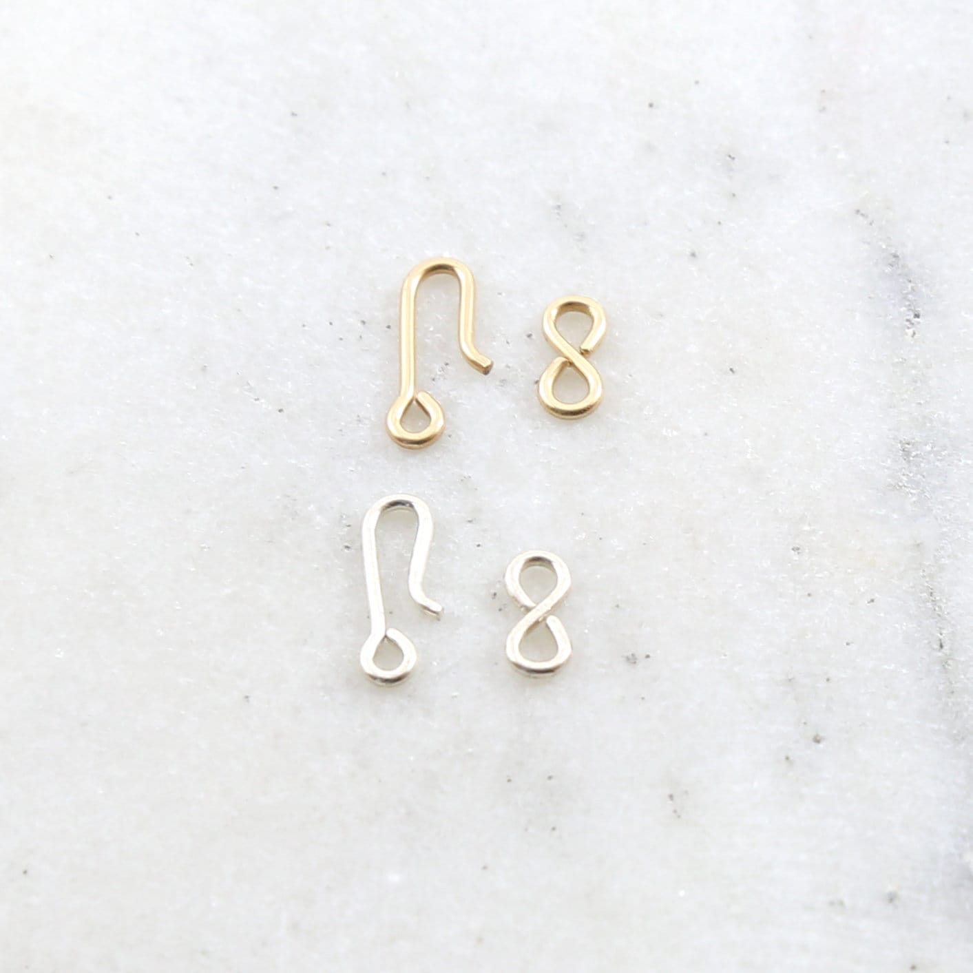 Sterling Silver or 14K Gold Filled Tiny Hook and Eye Infinity Clasp Set
