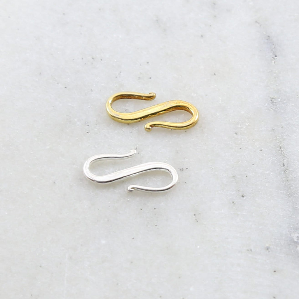 18mmx9mm Sterling Silver or Vermeil Smooth S Hook Clasp in or Simple Minimal