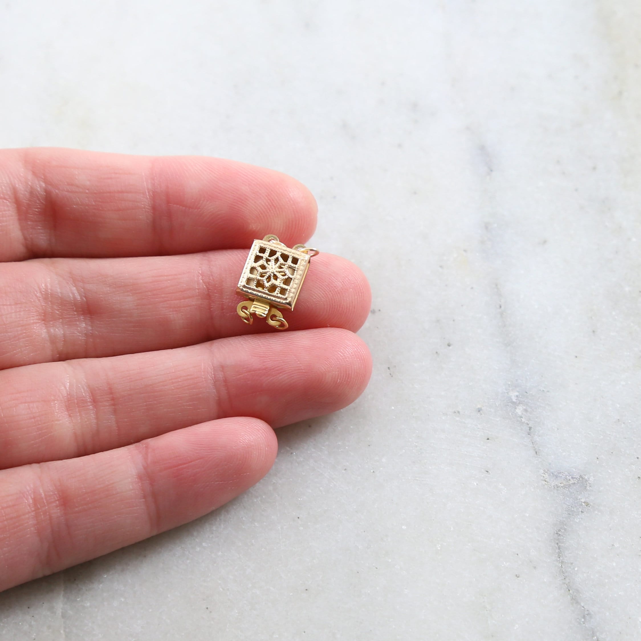 Sterling Silver or 14K Gold Filled 2 Strand 8.5mm x 8.5mm Square Box Filigree
