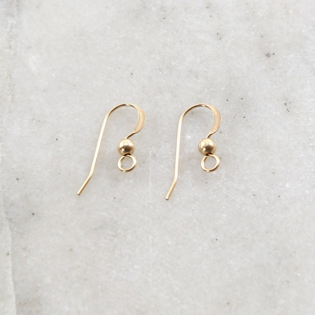 14K Gold Filled French Hook Ear Wire with Ball Flattened Edge Earring (2pc)