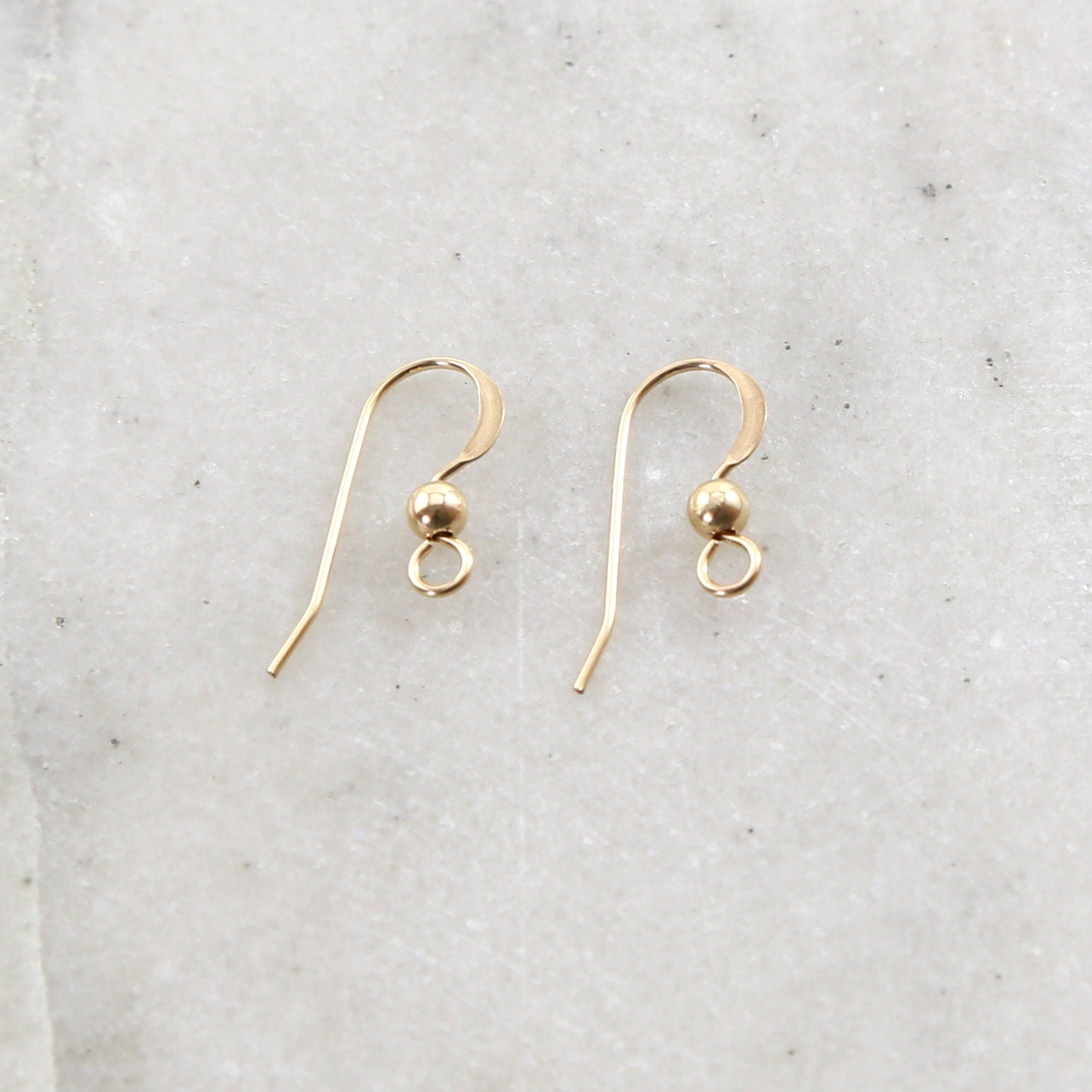 14K Gold Filled French Hook Ear Wire with Ball Flattened Edge Earring (2pc)