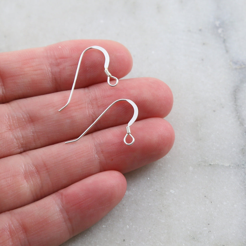 22mmx19mm Sterling Silver French Ear Wire with Coil Ear Wires Earring (2pc)