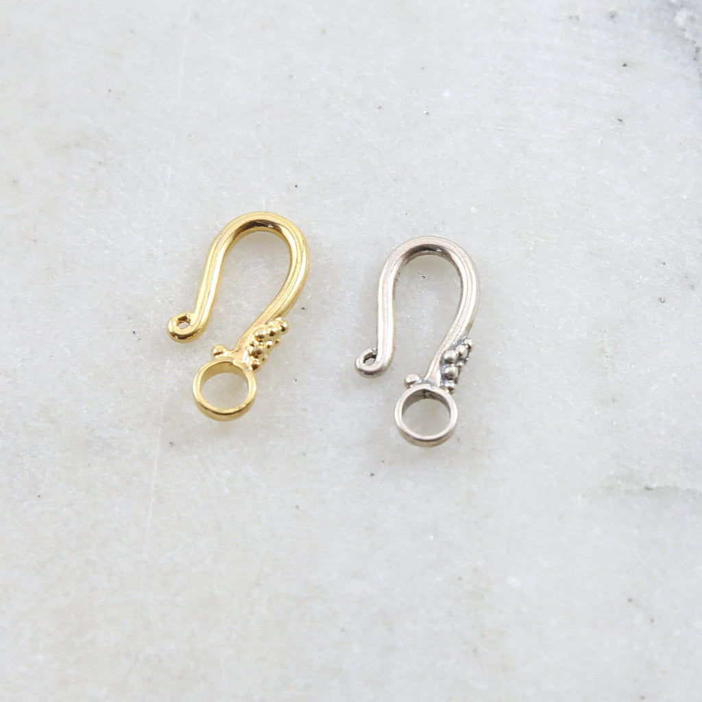 Sterling Silver or Vermeil Hook Clasp with Flower Bali Style Back Design