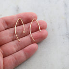 Sterling Silver or 14K Gold Filled Minimal Long Elongated Leaf Ear Wire (2pc)