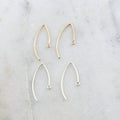 Sterling Silver or 14K Gold Filled Minimal Long Elongated Leaf Ear Wire (2pc)