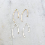 Sterling Silver or 14K Gold Filled Minimal Long Elongated Leaf Ear Wire (2pc)
