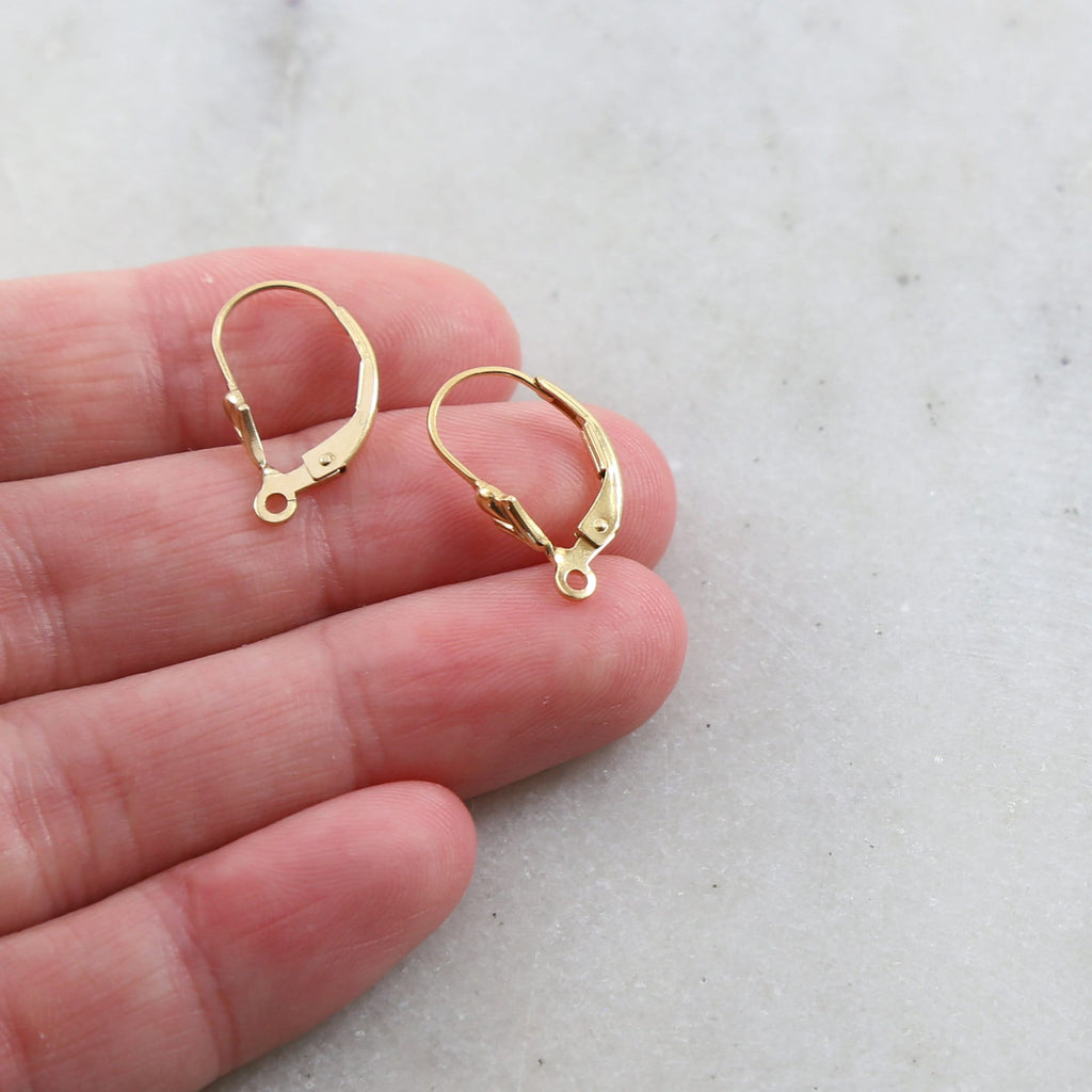 17mmx10mm 14K Gold Filled Large Fleur De Lis Leverback Earring Hooks (2pc)