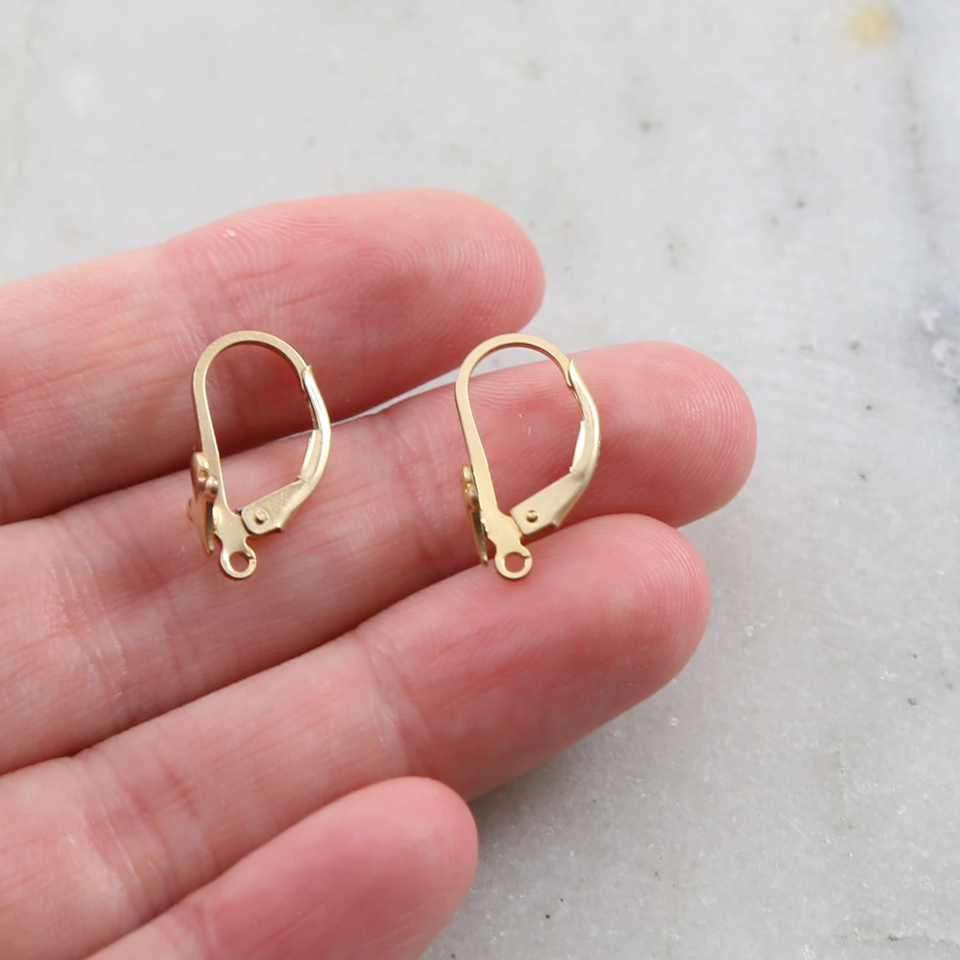 17mmx10mm 14K Gold Filled Large Fleur De Lis Leverback Earring Hooks (2pc)