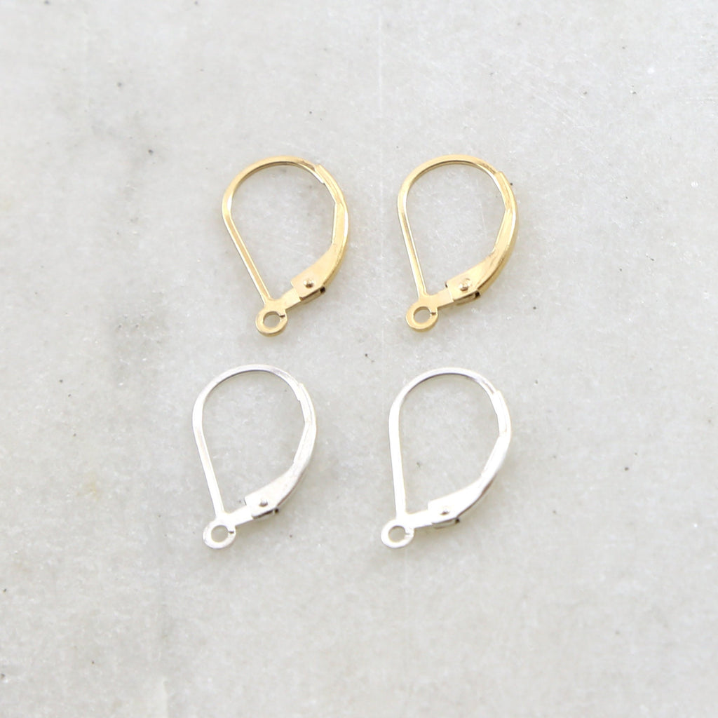 17mmx10mm Sterling Silver or 14K Gold Filled Simple Minimal Leverback (2pc)