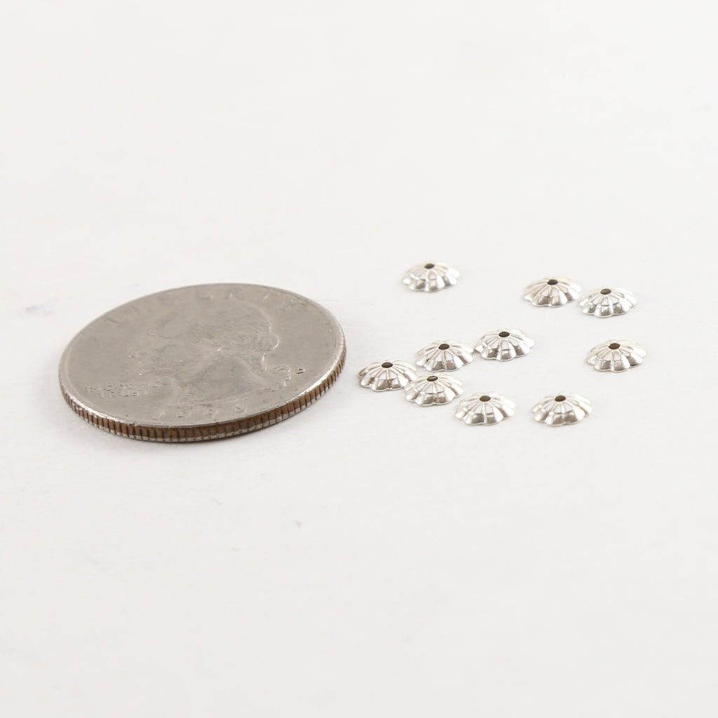 Sterling Silver 5mm Flower Bead Cap (10pc)