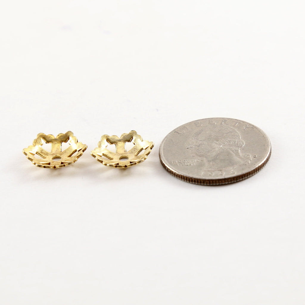 Vermeil 14mm Brushed Large Flower Bead Cap Spacer Bead (2pc)