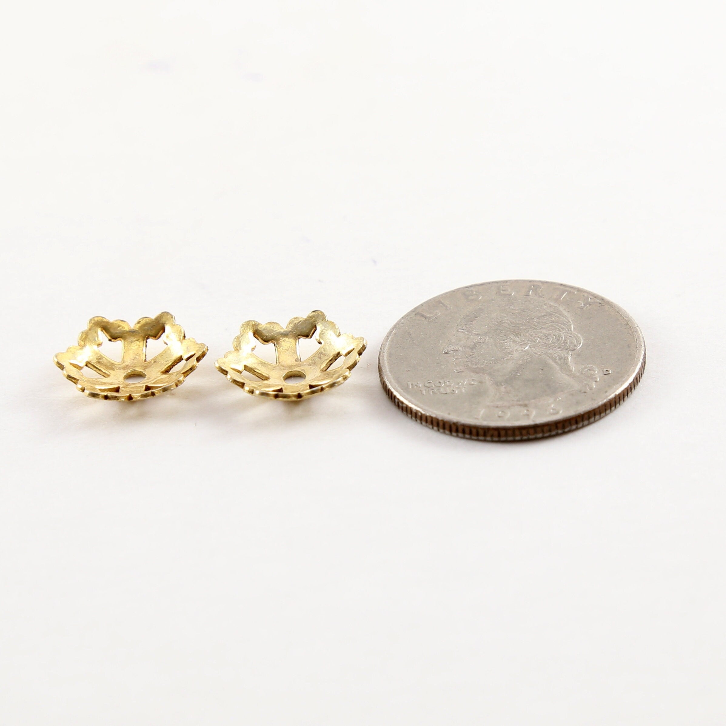 Vermeil 14mm Brushed Large Flower Bead Cap Spacer Bead (2pc)