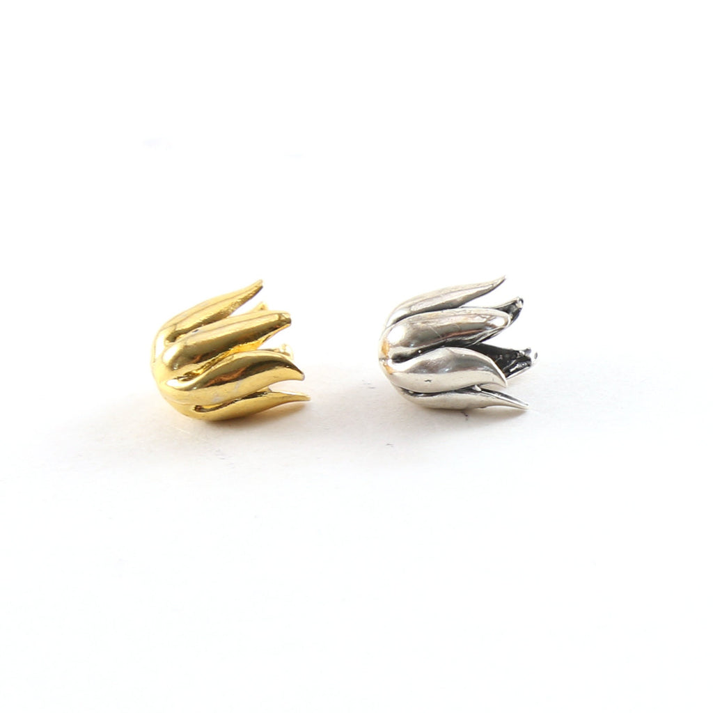 10mmx9mm Sterling Silver or Vermeil Realistic Tulip Flower Bead Cap Bead