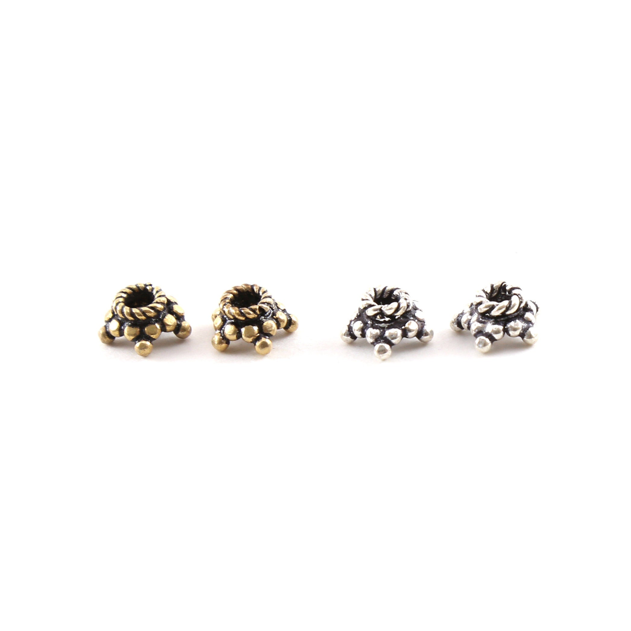 Sterling Silver or Vermeil Bali Style Star Daisy Flower Bead Cap Spacer (2pc)