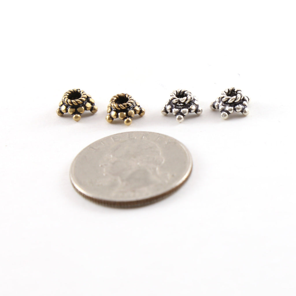 Sterling Silver or Vermeil Bali Style Star Daisy Flower Bead Cap Spacer (2pc)