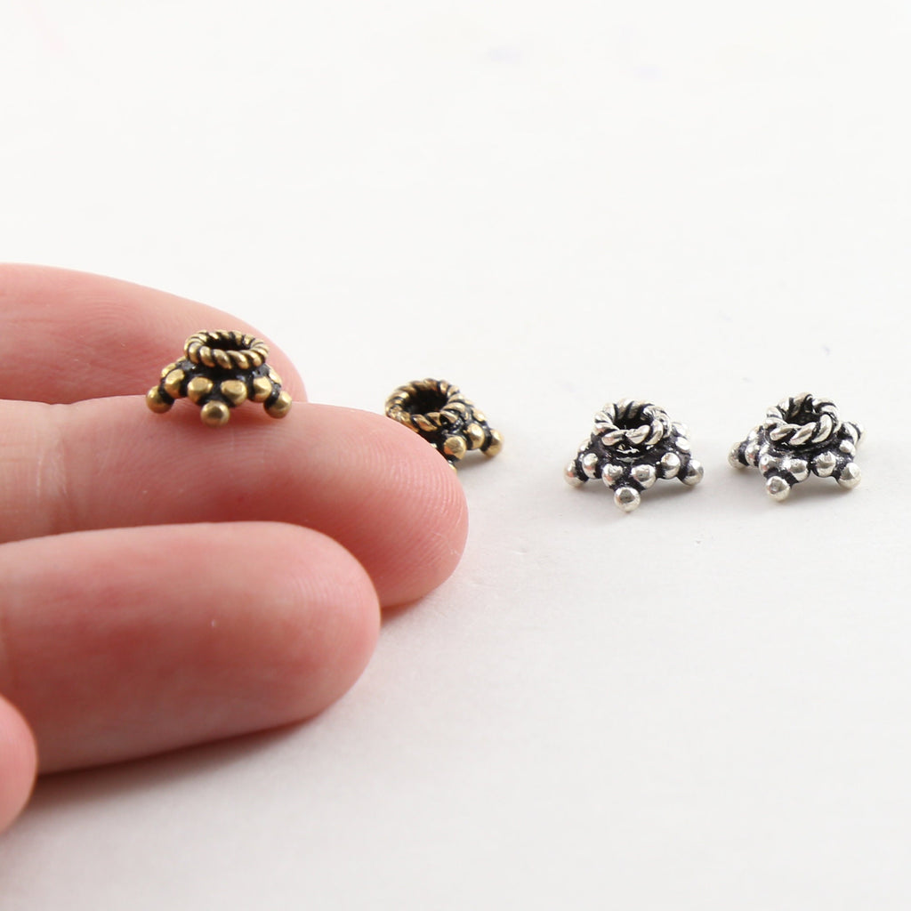 Sterling Silver or Vermeil Bali Style Star Daisy Flower Bead Cap Spacer (2pc)
