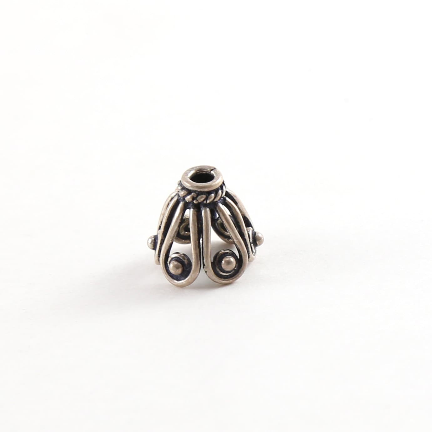 11mmx8mm Sterling Silver Curly Cone Tulip Flower Bell Bead Cap