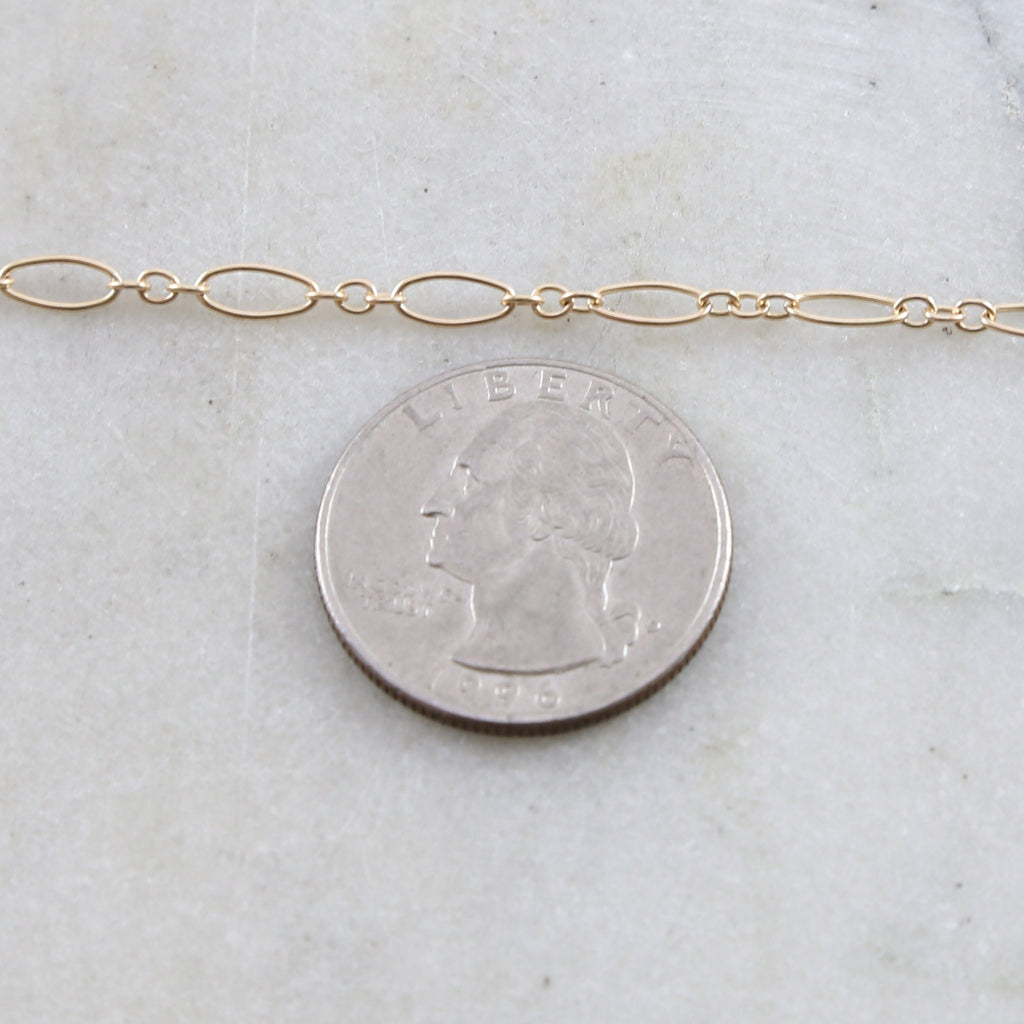 14K Gold Filled 7mm x 3mm Delicate Large Oval and Circle – Sold by the Foot