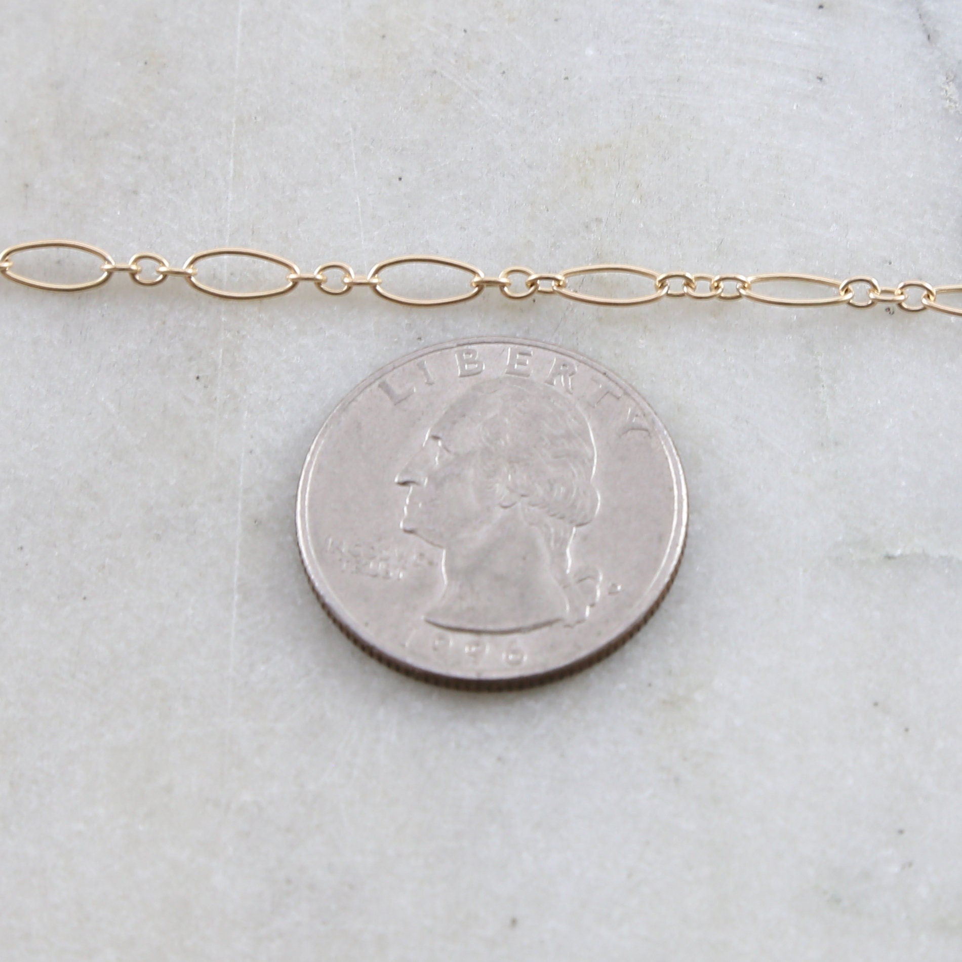 14K Gold Filled 7mm x 3mm Delicate Large Oval and Circle – Sold by the Foot