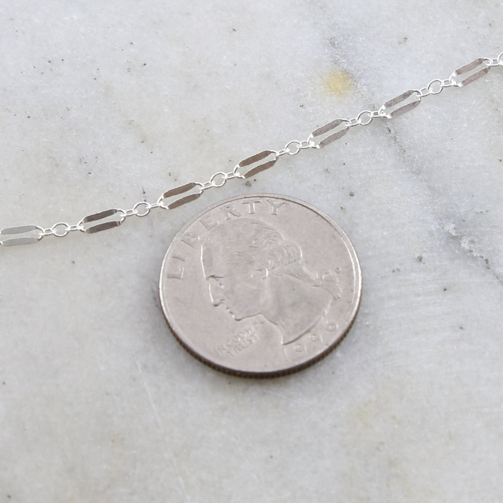 Sterling Silver Double Bar Link Flat Delicate Choker Chain – Sold by the Foot