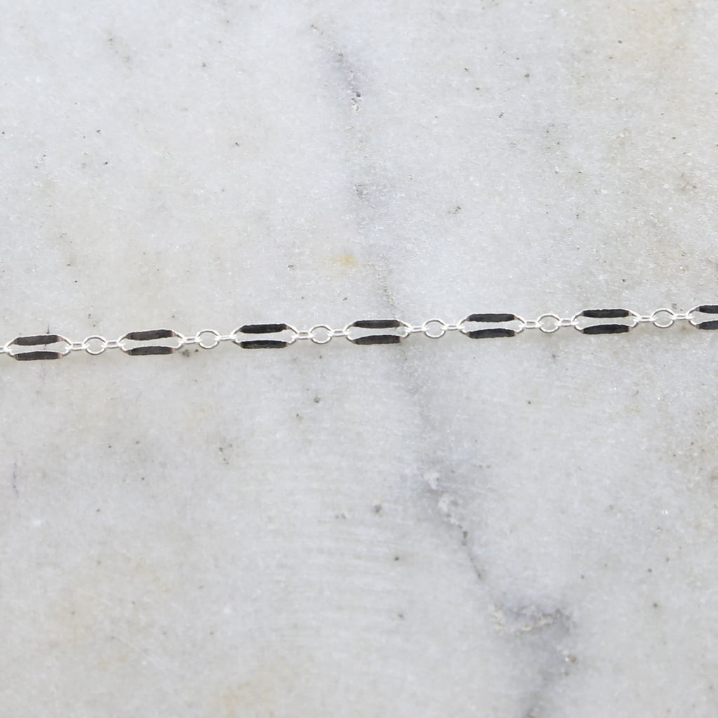 Sterling Silver Double Bar Link Flat Delicate Choker Chain – Sold by the Foot