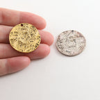 26mm Gold Plated or Pewter Large Textured Medallion Stamping Blank Circle Coin