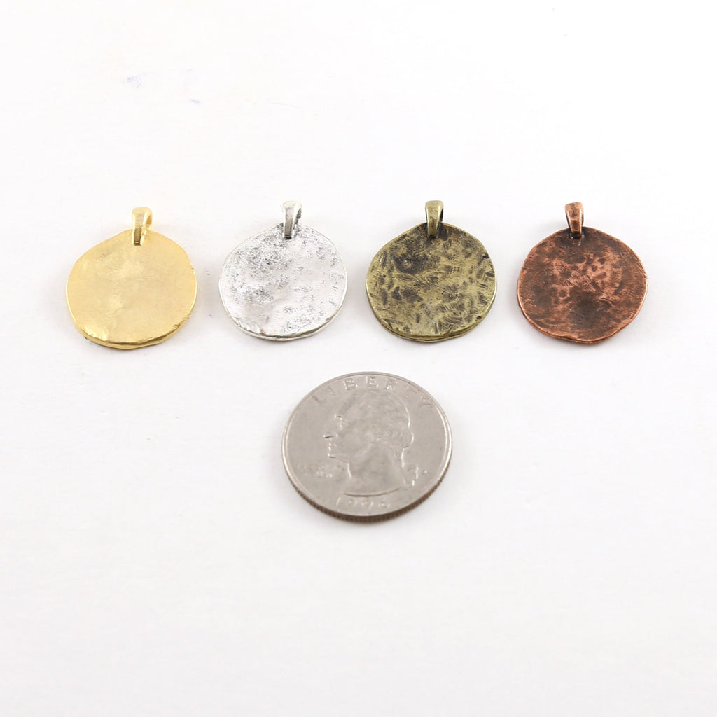 23mmx19mm Pewter Large Hammered Stamping Blank Circle Coin Charm